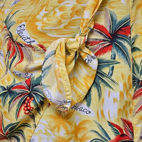 Lizsport Womens Large Yellow Hawaiian Print Sarong Beachwear Cover Up Summer - Picture 10 of 10